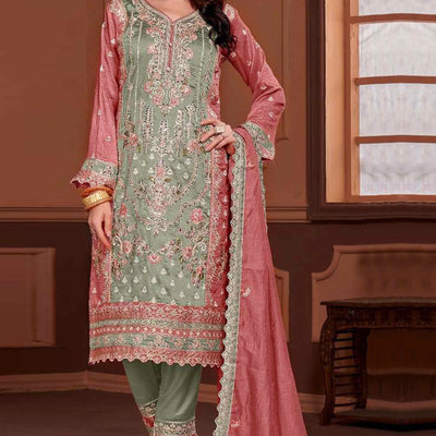 green-copper-rust-floral-sequins-embroidery-vichitra-silk-semi-stitched-pakistani-suit