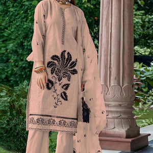 Chikoo Floral Sequins Embroidered Organza Semi Stitched Pakistani Suit