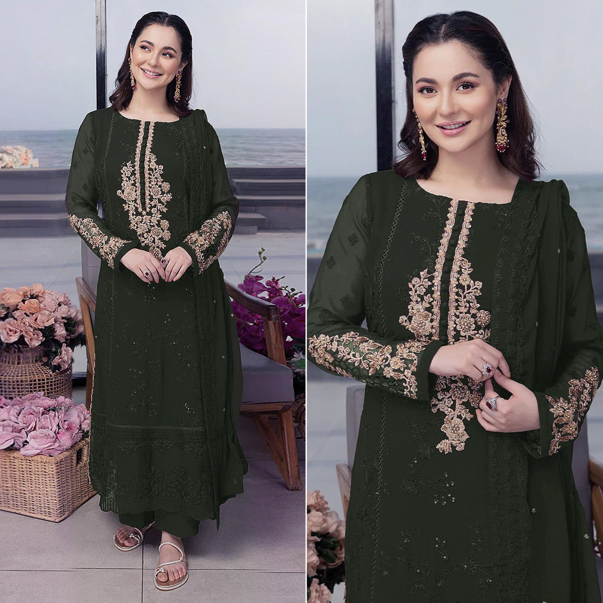 green-floral-embroidered-georgette-semi-stitched-pakistani-suit-2