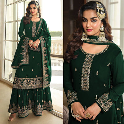 green-floral-sequins-embroidered-georgette-semi-stitched-dress-material