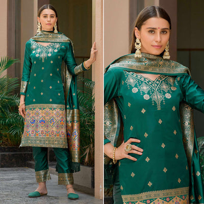 green-floral-woven-banarasi-silk-paithani-dress-material-1