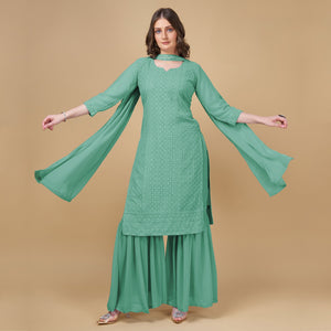 green-embroidered-georgette-kurti-sharara-suit