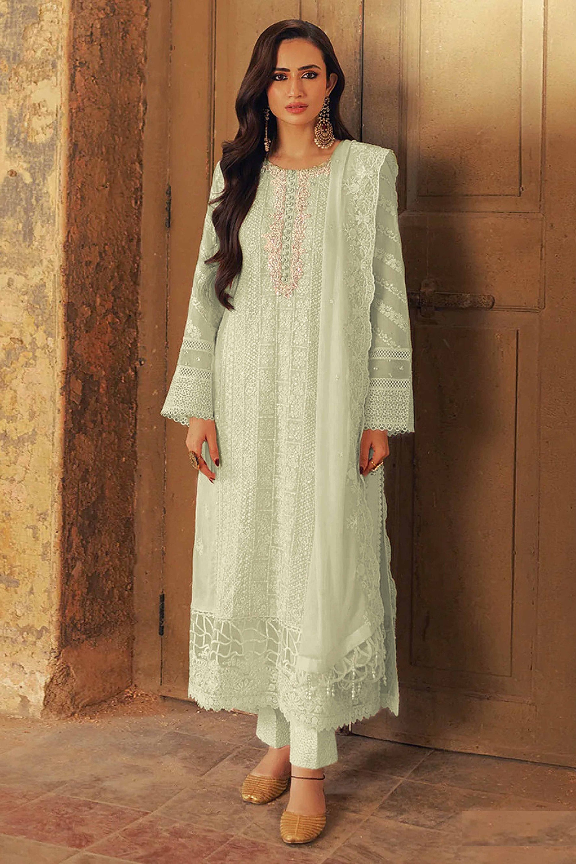 green-embroidered-georgette-semi-stitched-pakistani-suit-2