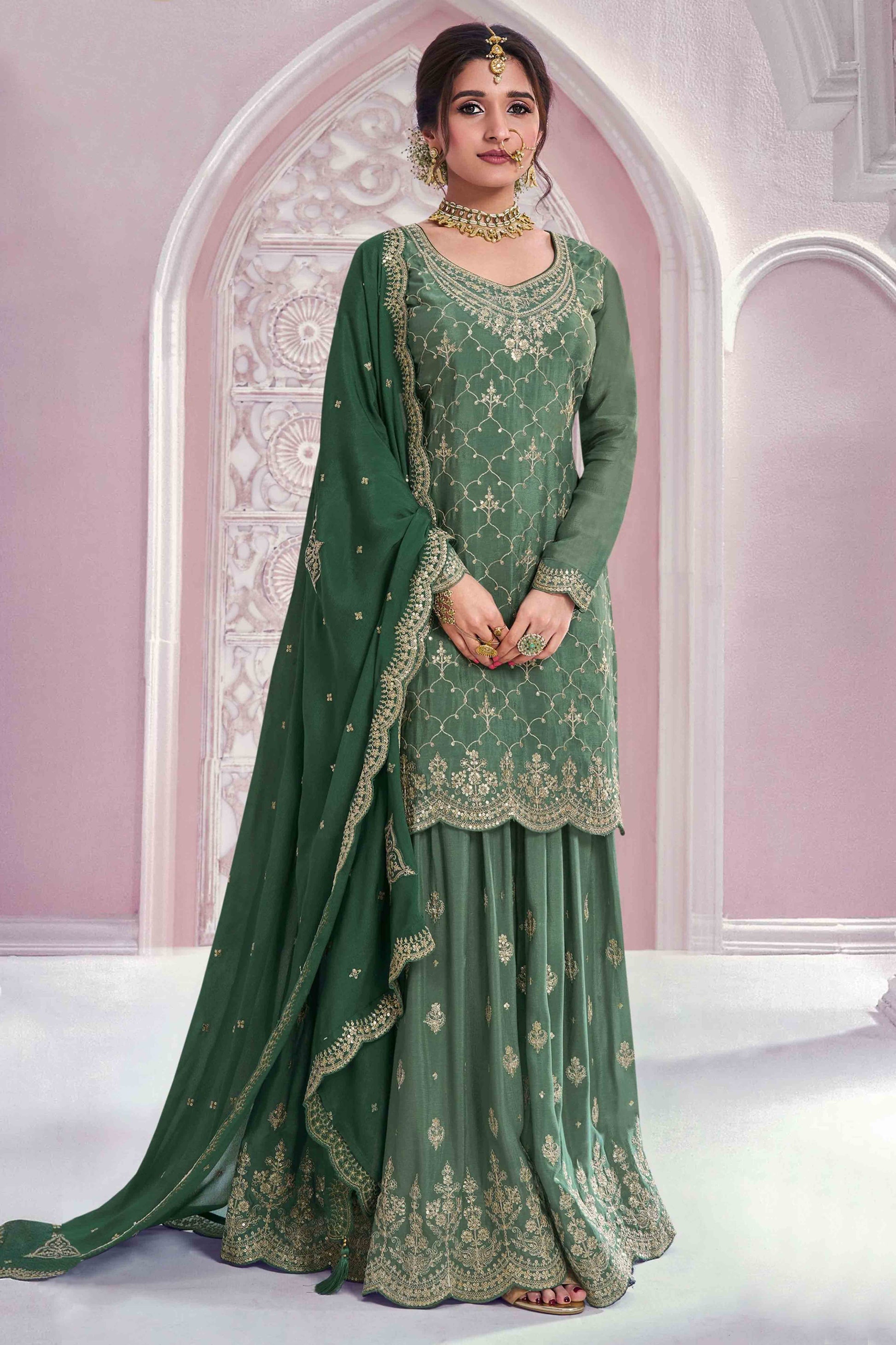 green-sequins-embroidered-chinon-sharara-suit-22