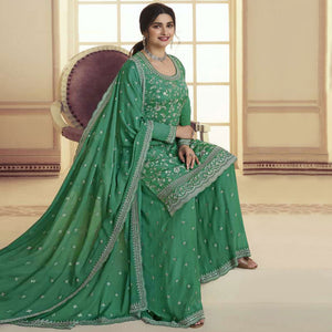 green-floral-embroidered-chinon-semi-stitched-sharara-suit