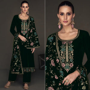 green-floral-embroidered-velvet-semi-stitched-suit-1