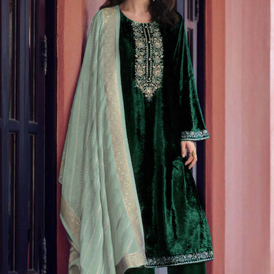 green-embroidered-velvet-semi-stitched-salwar-suit-1