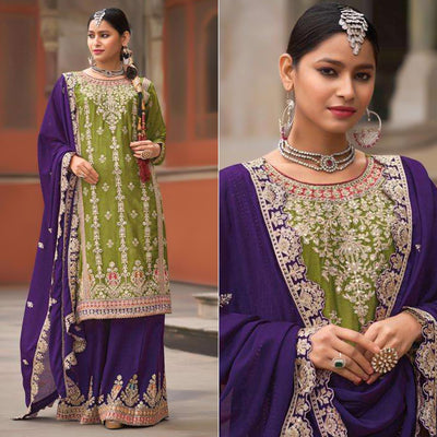 green-floral-sequins-embroidered-chinon-silk-palazzo-suit