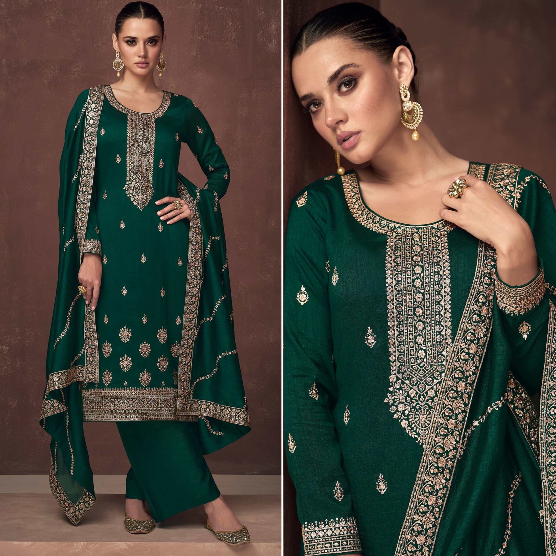green-floral-embroidered-art-silk-semi-stitched-suit