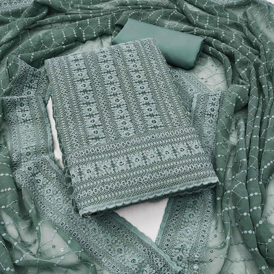 grey-chikankari-work-georgette-dress-material
