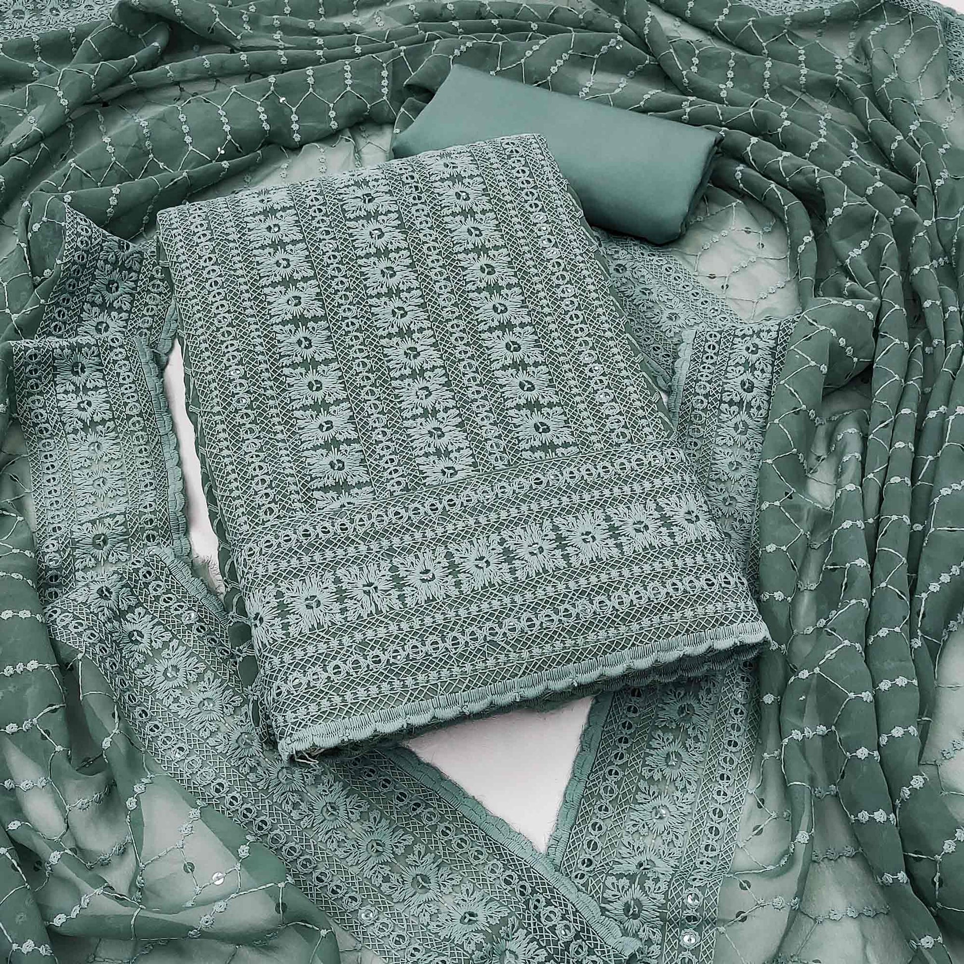 grey-chikankari-work-georgette-dress-material