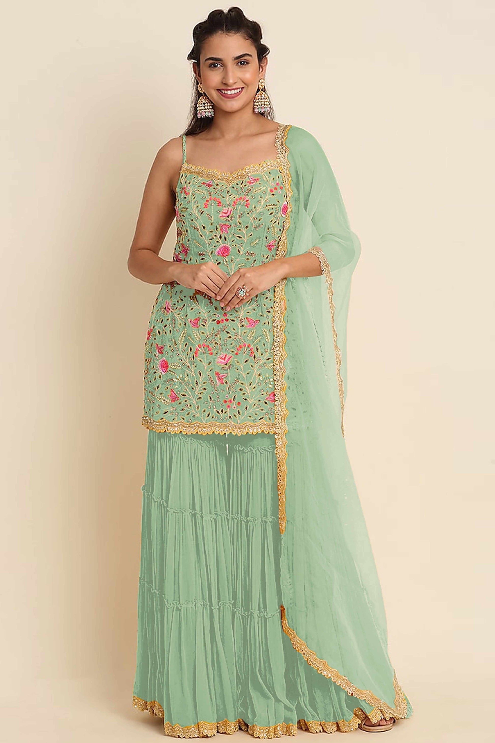 green-floral-sequins-embroidered-georgette-semi-stitched-suit-9