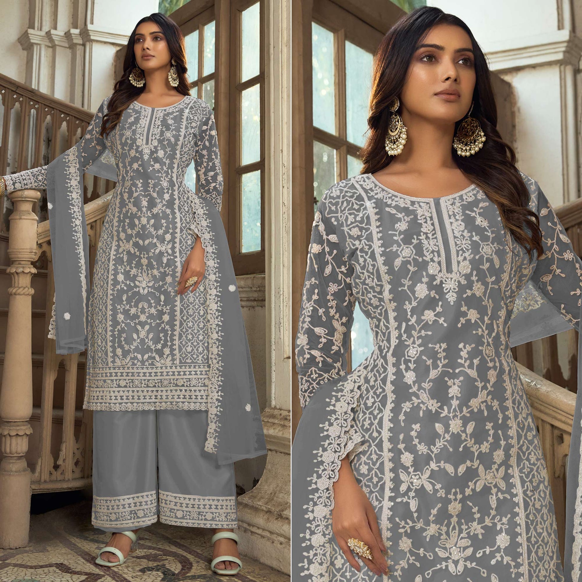 grey-floral-embroidered-net-semi-stitched-suit-1