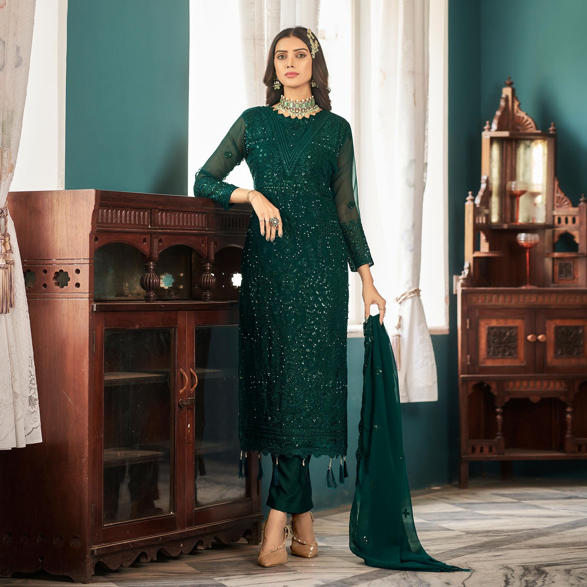 green-floral-sequins-embroidered-georgette-pakistani-suit-1