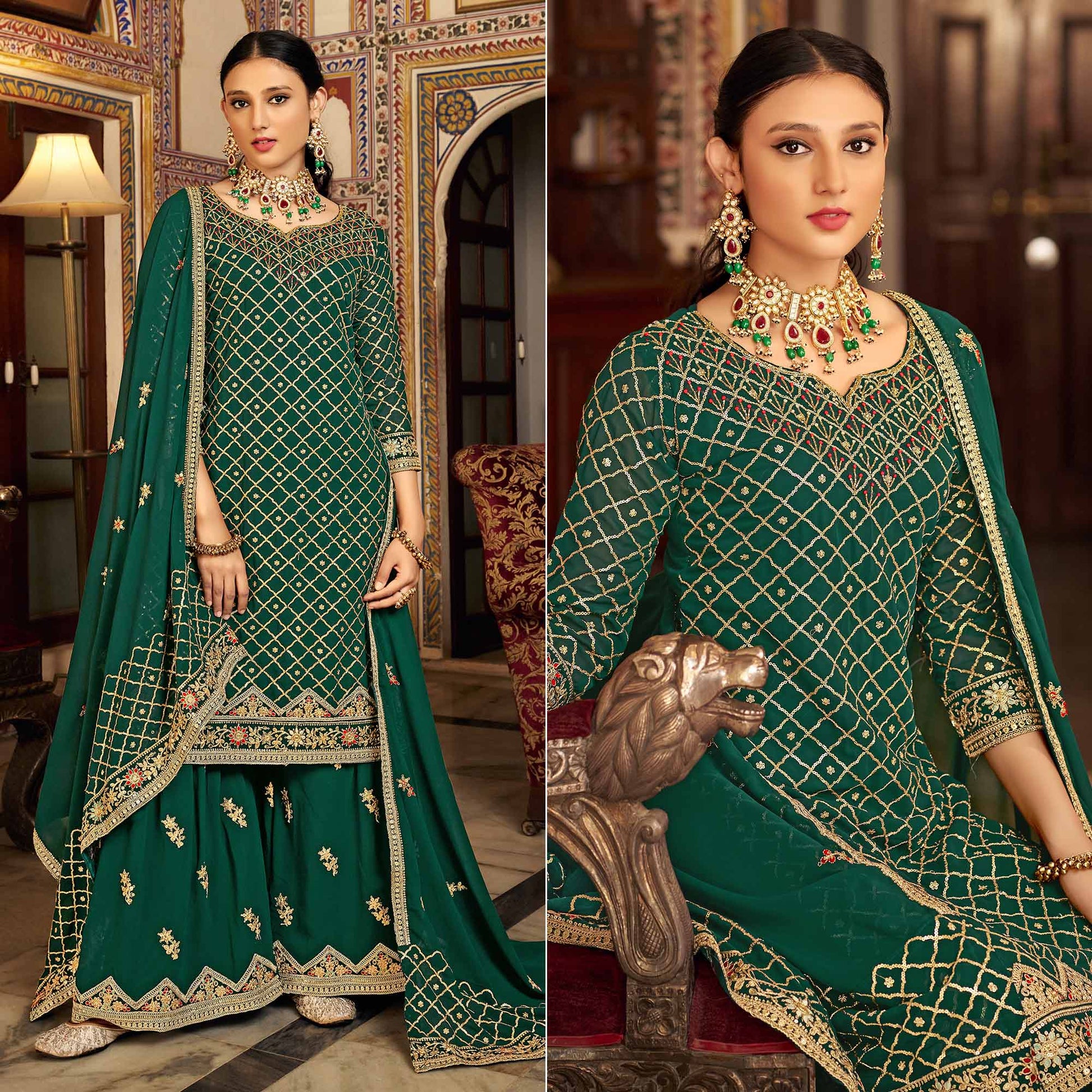 green-sequins-embroidered-chinon-semi-stitched-suit