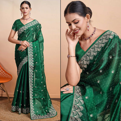 green-embroidered-tussar-silk-saree