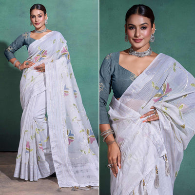 grey-gota-patti-embroidered-linen-saree-with-tassels