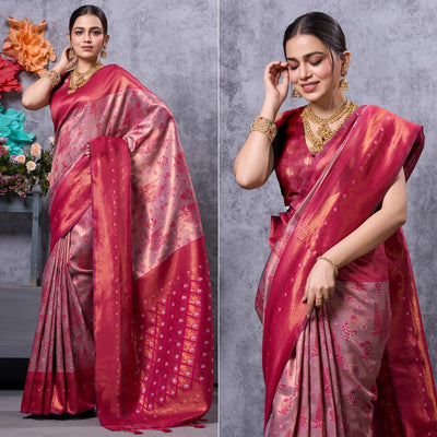 Light Pink Woven Kanjivaram Silk Saree