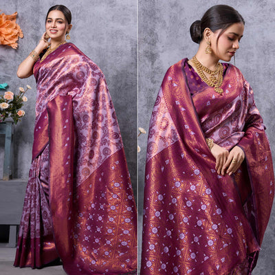 Lavender Woven Kanjivaram Silk Saree