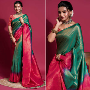 green-pink-woven-kanjivaram-silk-saree-with-tassels