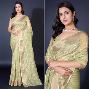 green-sequins-embroidered-cotton-silk-saree