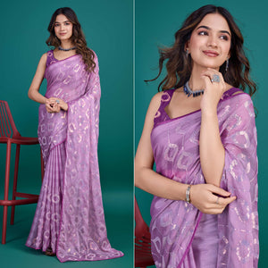 Lavender Sequin Embroidered Georgette Saree