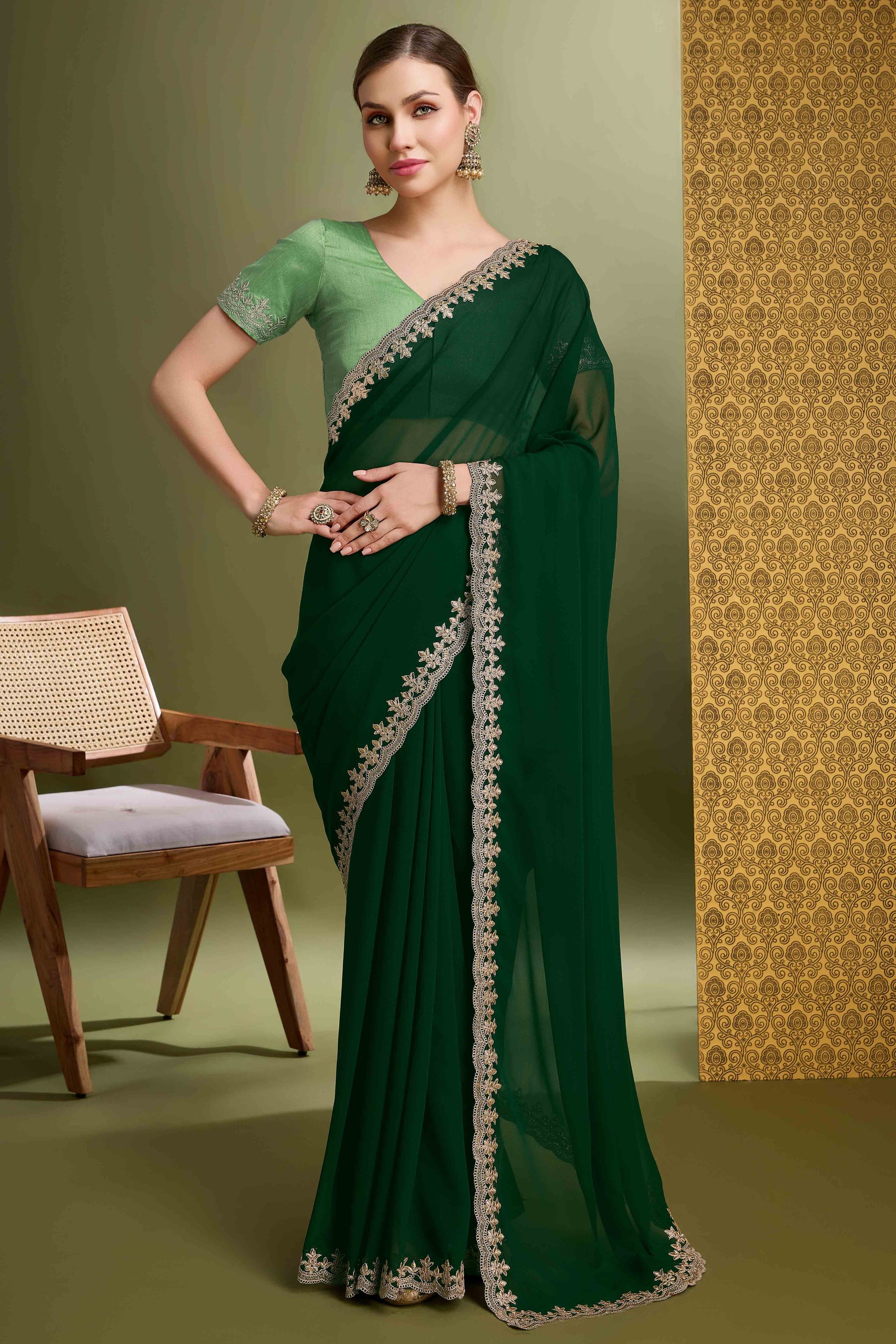 green-solid-with-zari-embroidered-georgette-saree