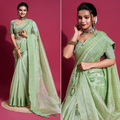 green-woven-organza-zari-saree-withtassels