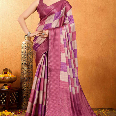 Mauve Zari Weaving Mysore Brocade Silk Saree