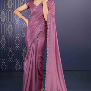 Mauve Swarovski Work Embellished Georgette Saree