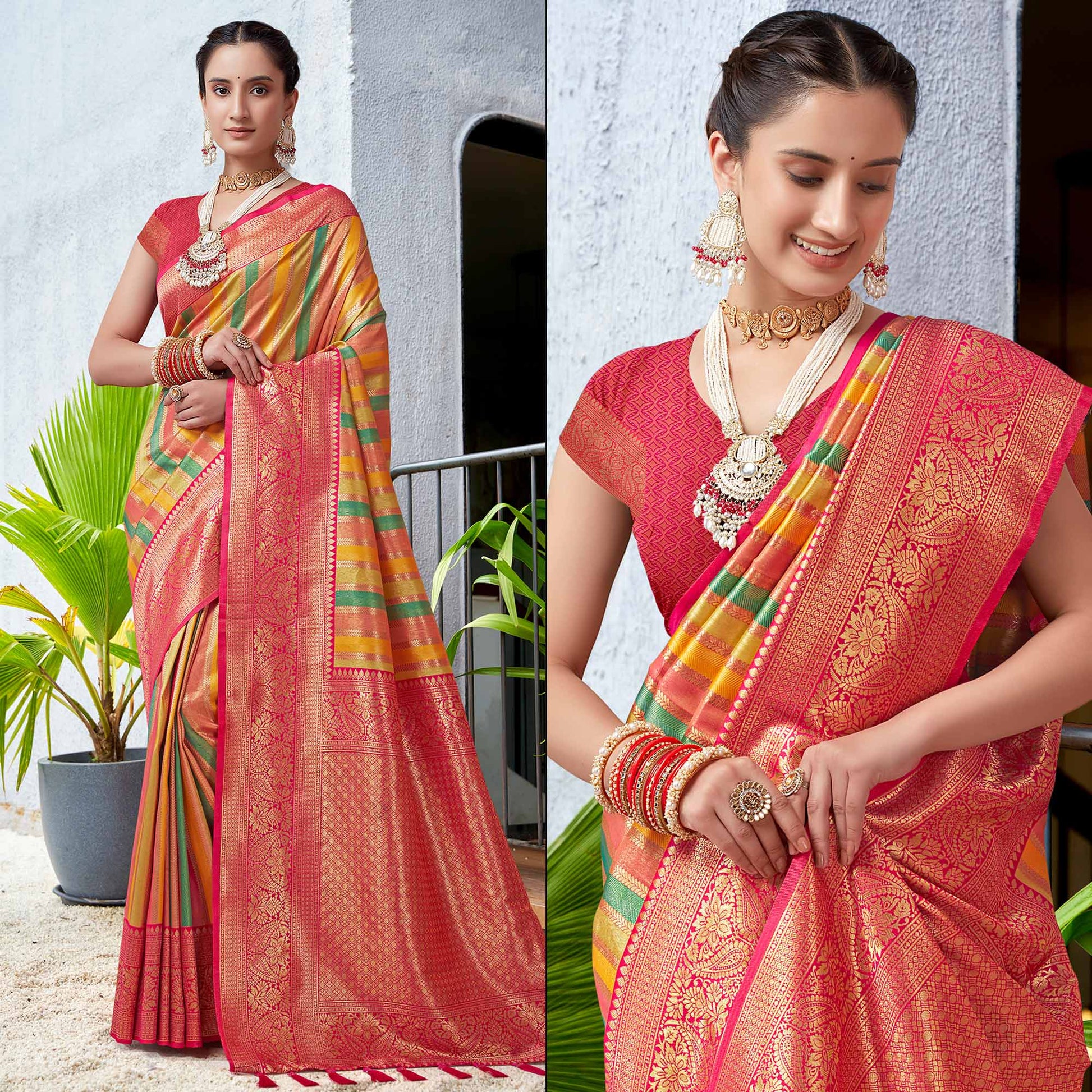 Multicolor Floral Woven Kanjivaram Silk Saree