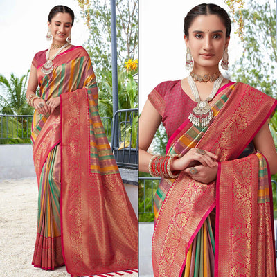 Multicolor Floral Woven Kanjivaram Silk Saree
