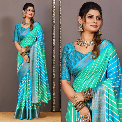 green-blue-printed-dola-silk-saree-with-zari-border-1