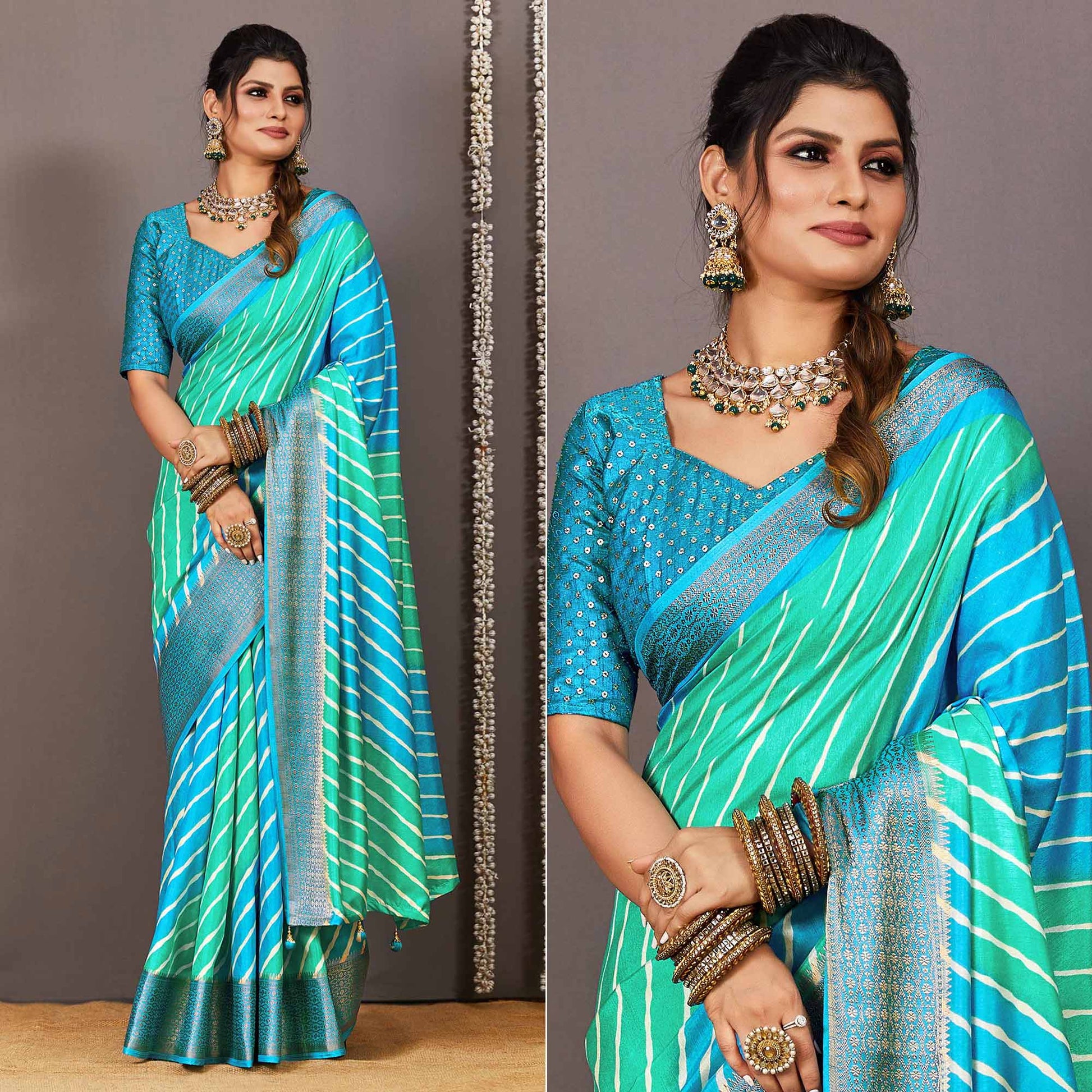 green-blue-printed-dola-silk-saree-with-zari-border-1