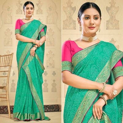 green-bandhani-printed-georgette-saree-1