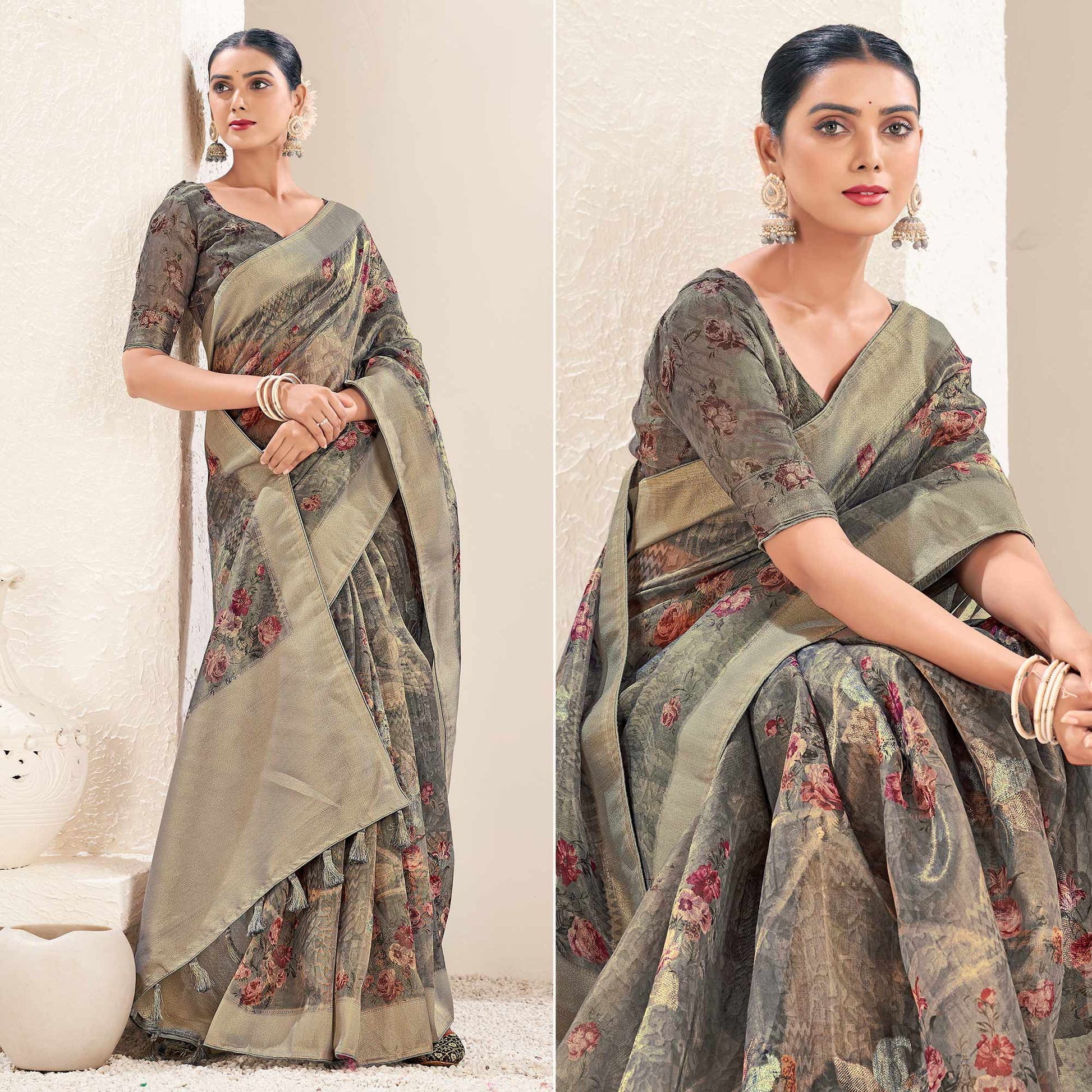 grey-floral-digital-printed-tissue-saree-with-tassels