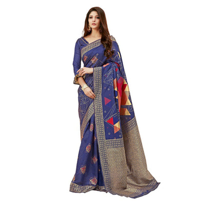 Blue Woven Banarasi Silk Saree