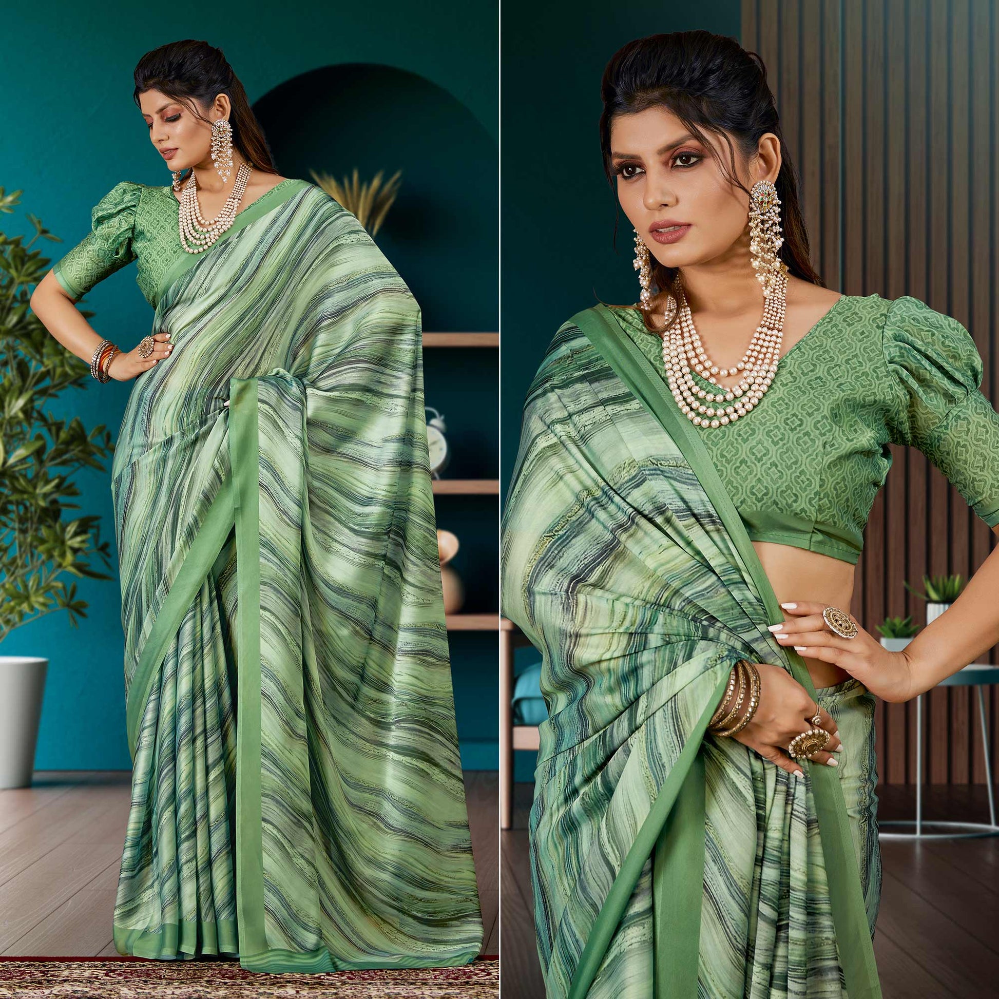 green-digital-printed-satin-saree-2