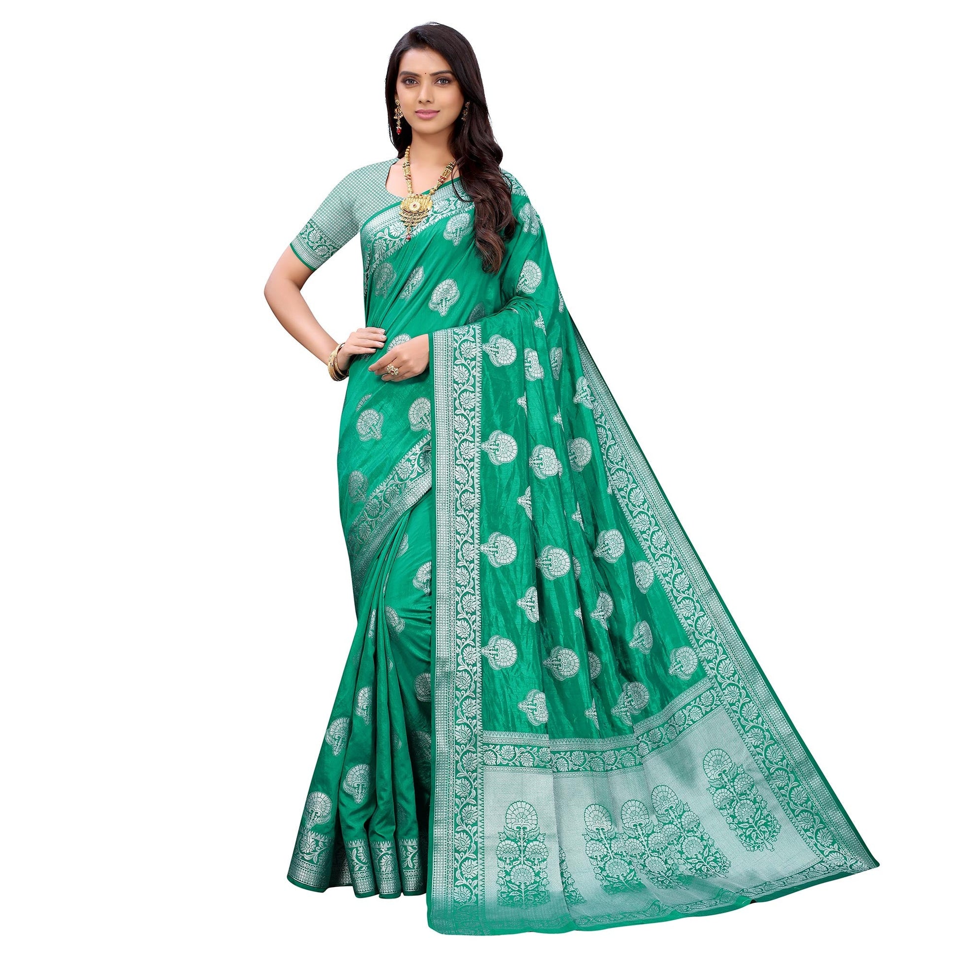 green-festive-wear-woven-soft-raw-silk-saree-133856