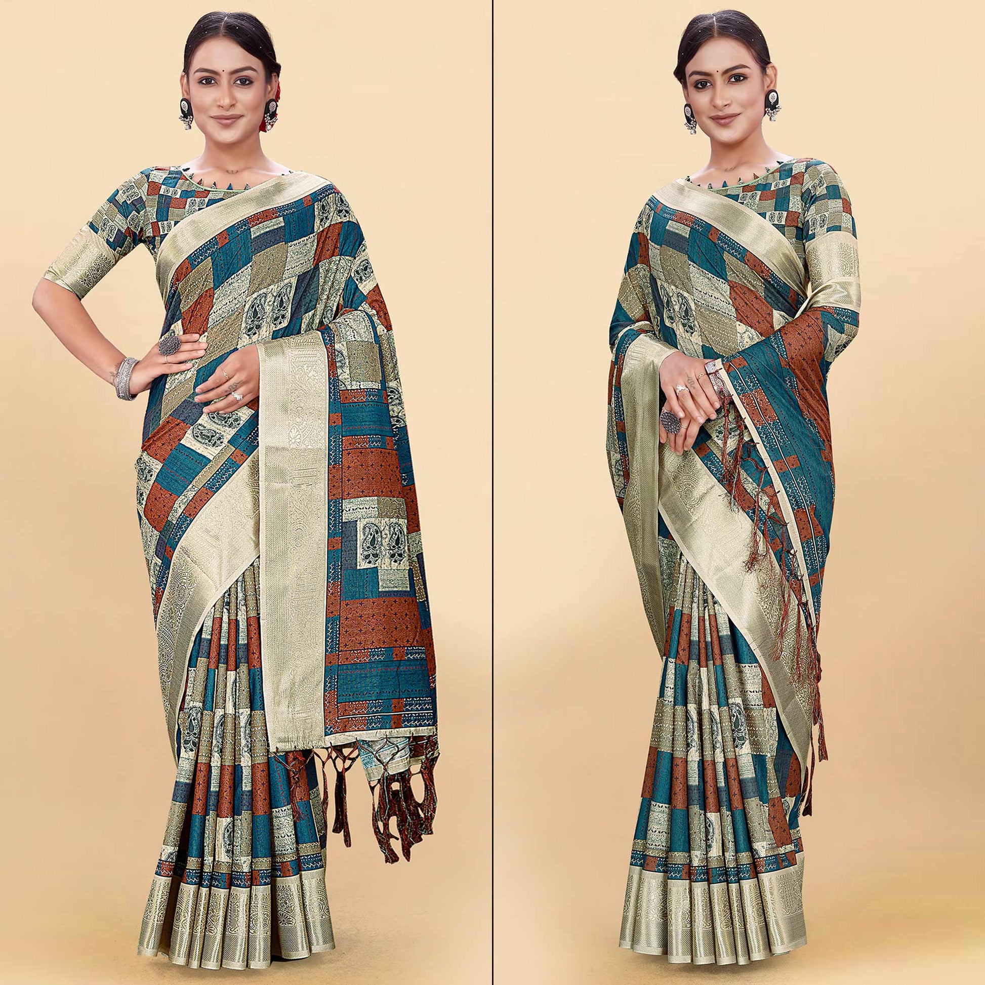 Light Pista Green Digital Printed Pure Cotton Saree