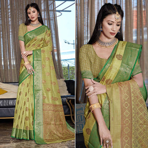 green-floral-woven-cotton-blend-saree-1