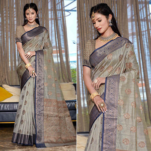 grey-floral-woven-cotton-blend-saree
