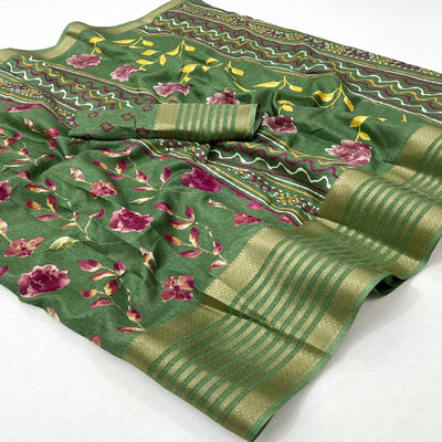 green-floral-digital-printed-dola-silk-saree