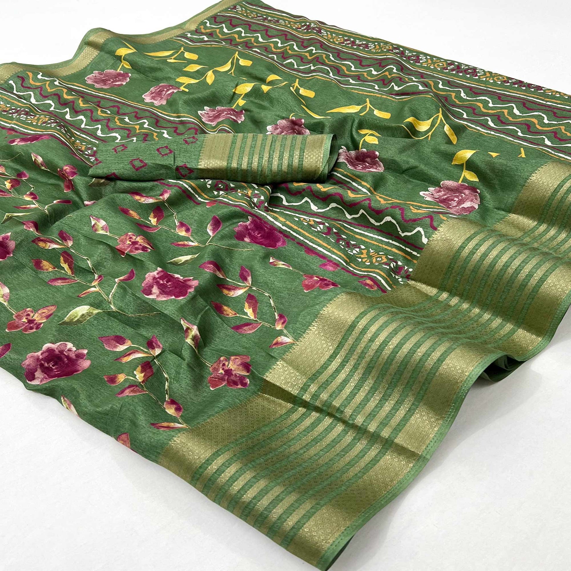 green-floral-digital-printed-dola-silk-saree