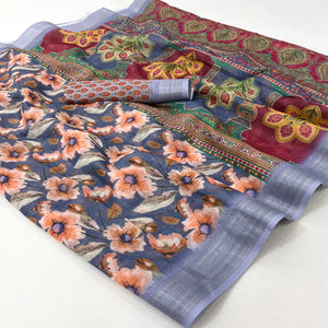 grey-floral-digital-printed-linen-saree-5