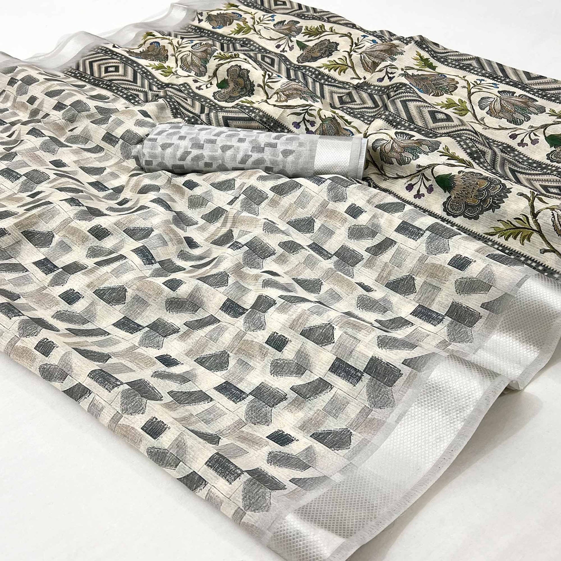 grey-geometric-digital-printed-cotton-blend-saree