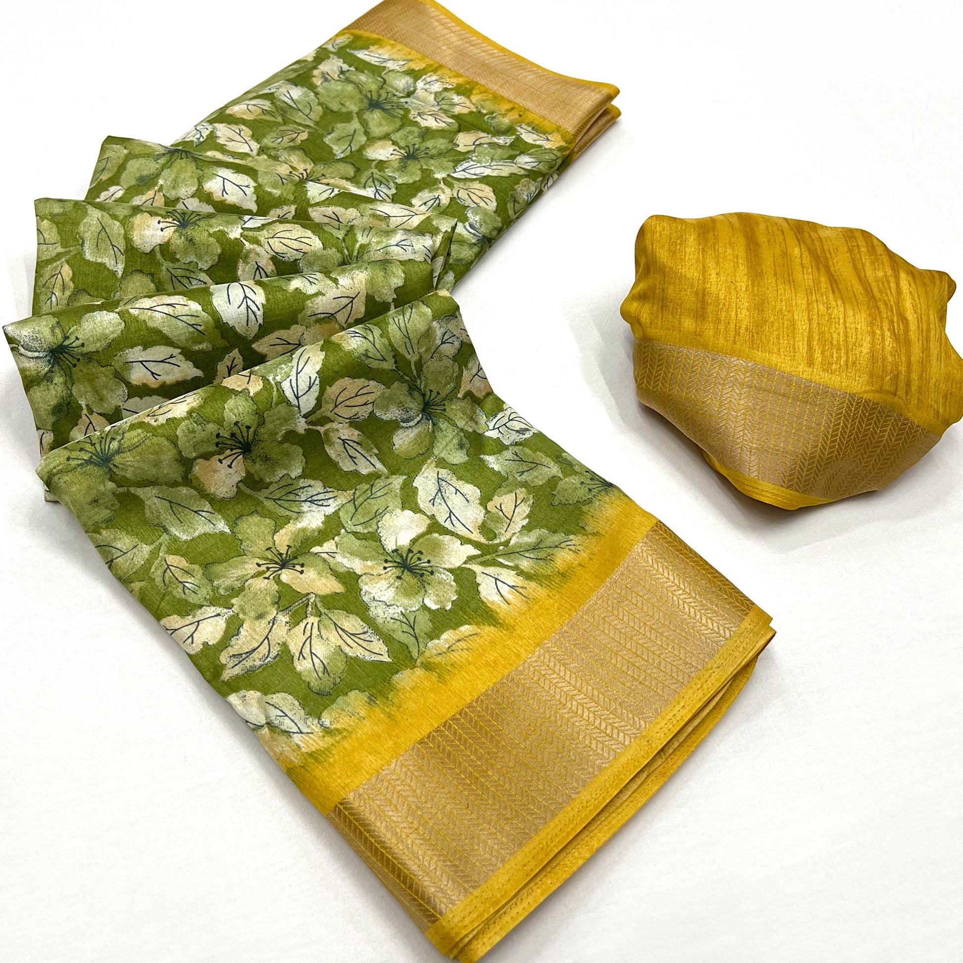 green-floral-printed-dola-silk-saree-with-woven-border-6