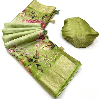green-woven-with-floral-digital-printed-fancy-fabric-saree