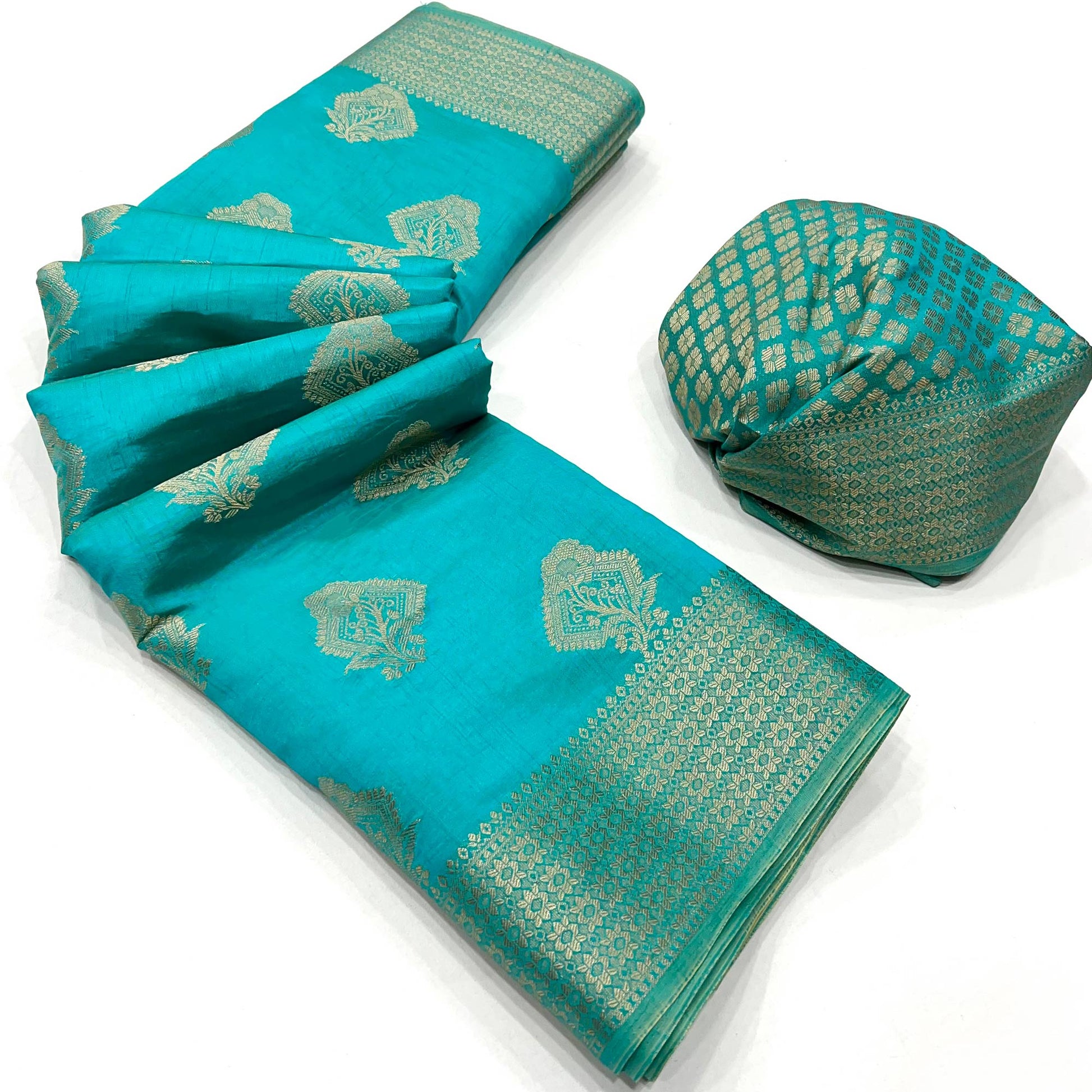 Blue Zari Woven Raw Silk Saree