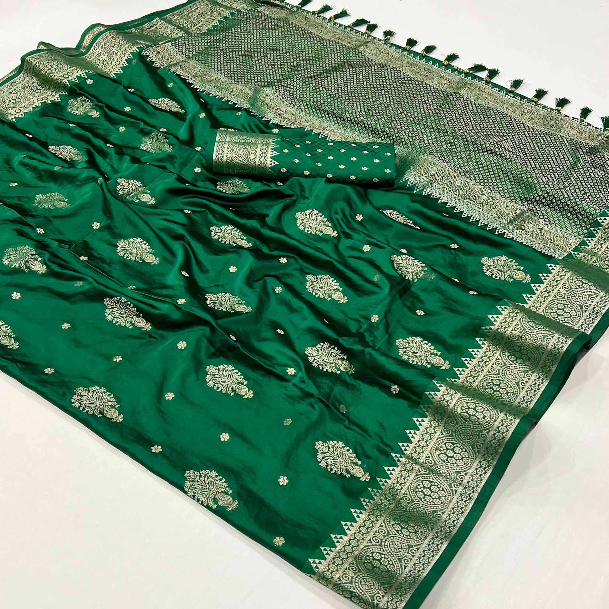 green-floral-woven-satin-silk-saree-with-tassels